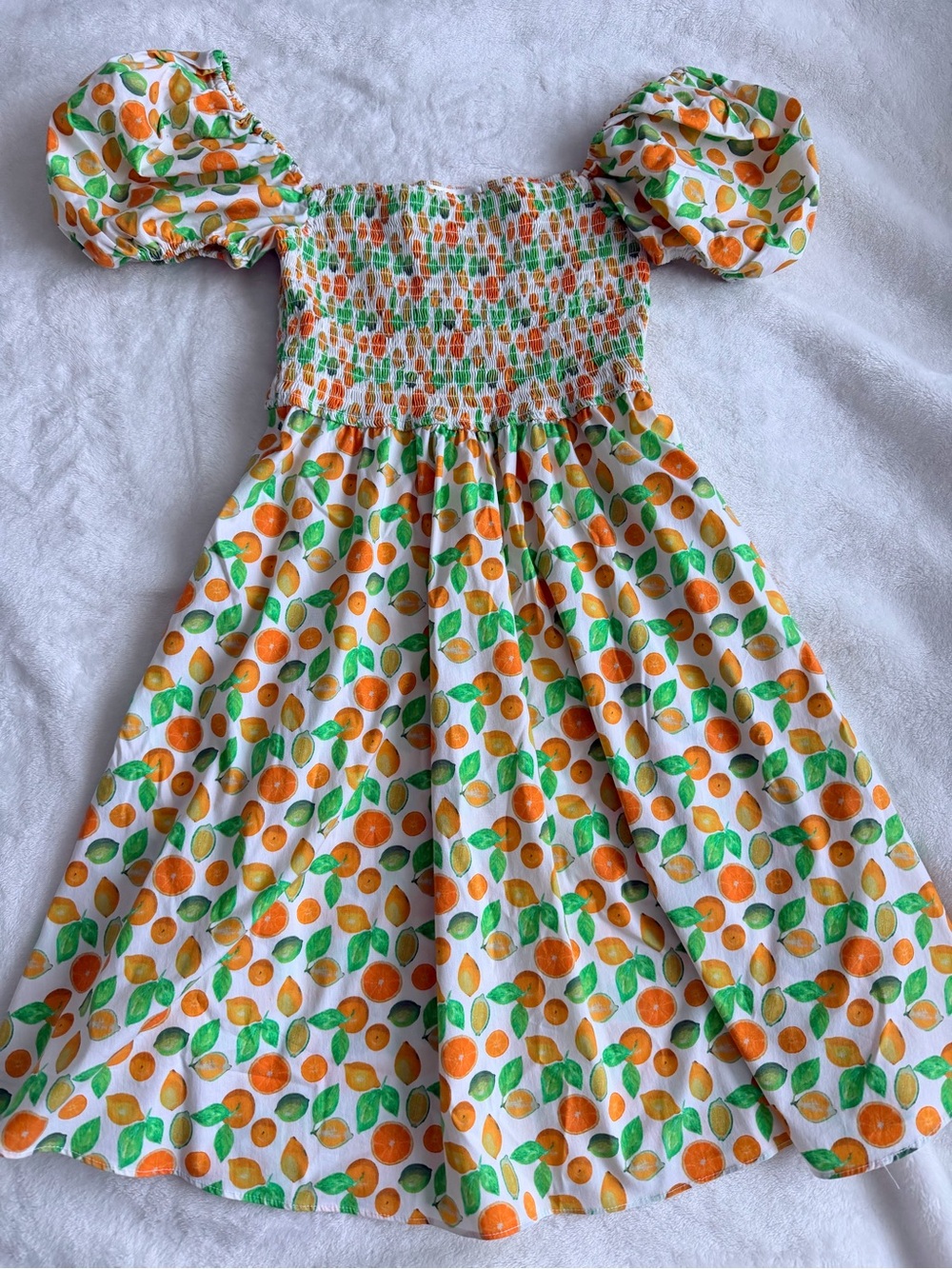 Caroline Constas Citrus White Smocked Dress with Pockets